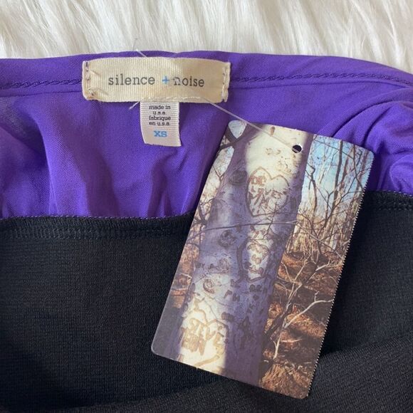 Silence + Noise Purple & Black Flutter Collar BodyCon Dress Size XS - Picture 9 of 12